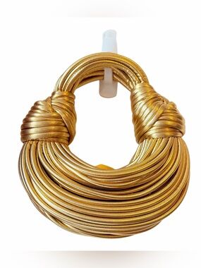 Amanda Vegan Gold Mettalic Knotted Detail Noodle Rope Design Handbag